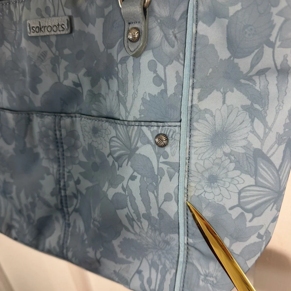 Sakroots Tote Bag Blue Floral Butterfly Bee Print‎ Shoulder Bag
